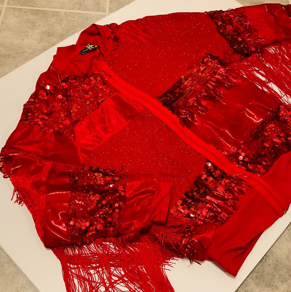 Mixed Red Fringe Jacket